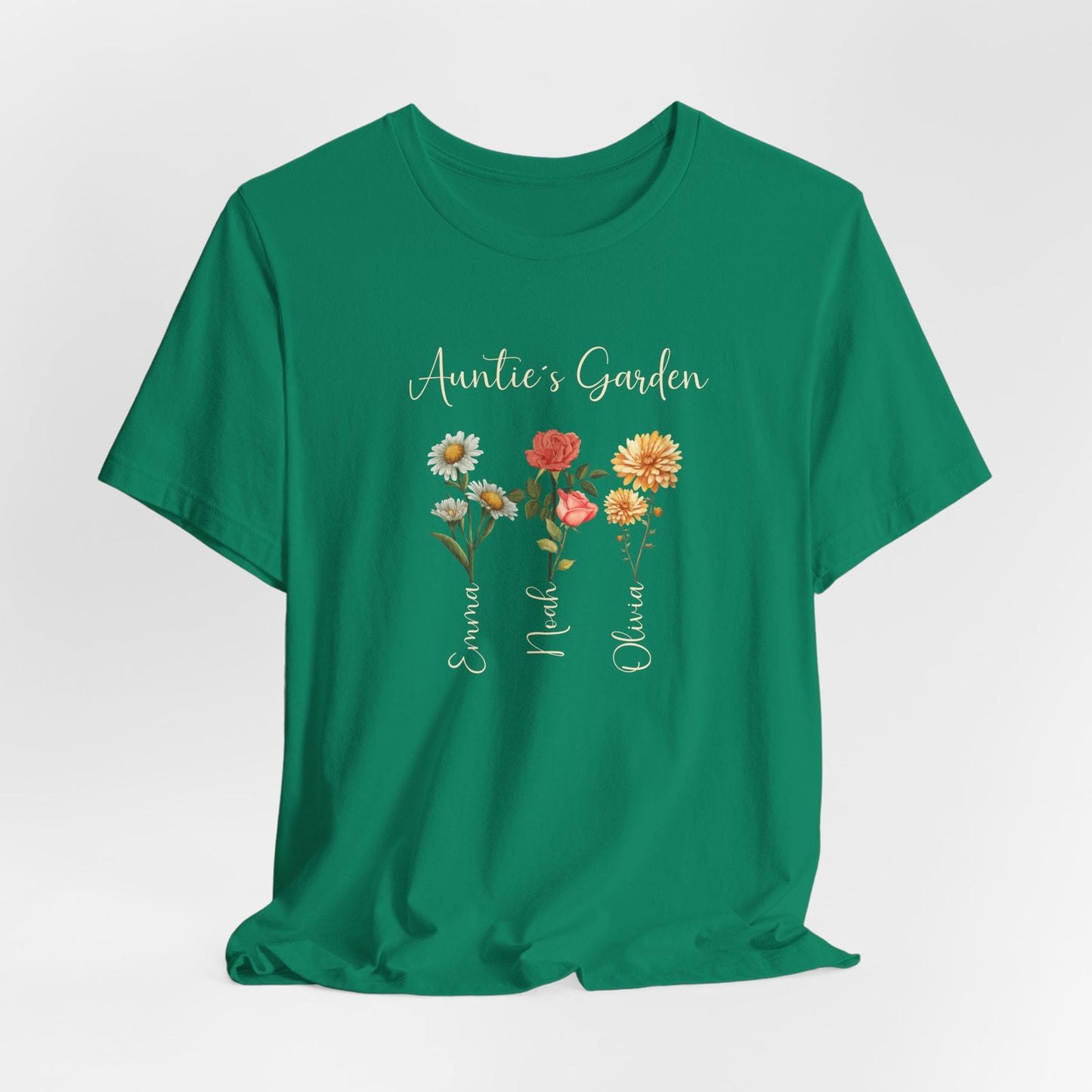 Custom Birthflower T-Shirt - Personalized Gift for Mom, Auntie & Grandma - Verdant Blossoms