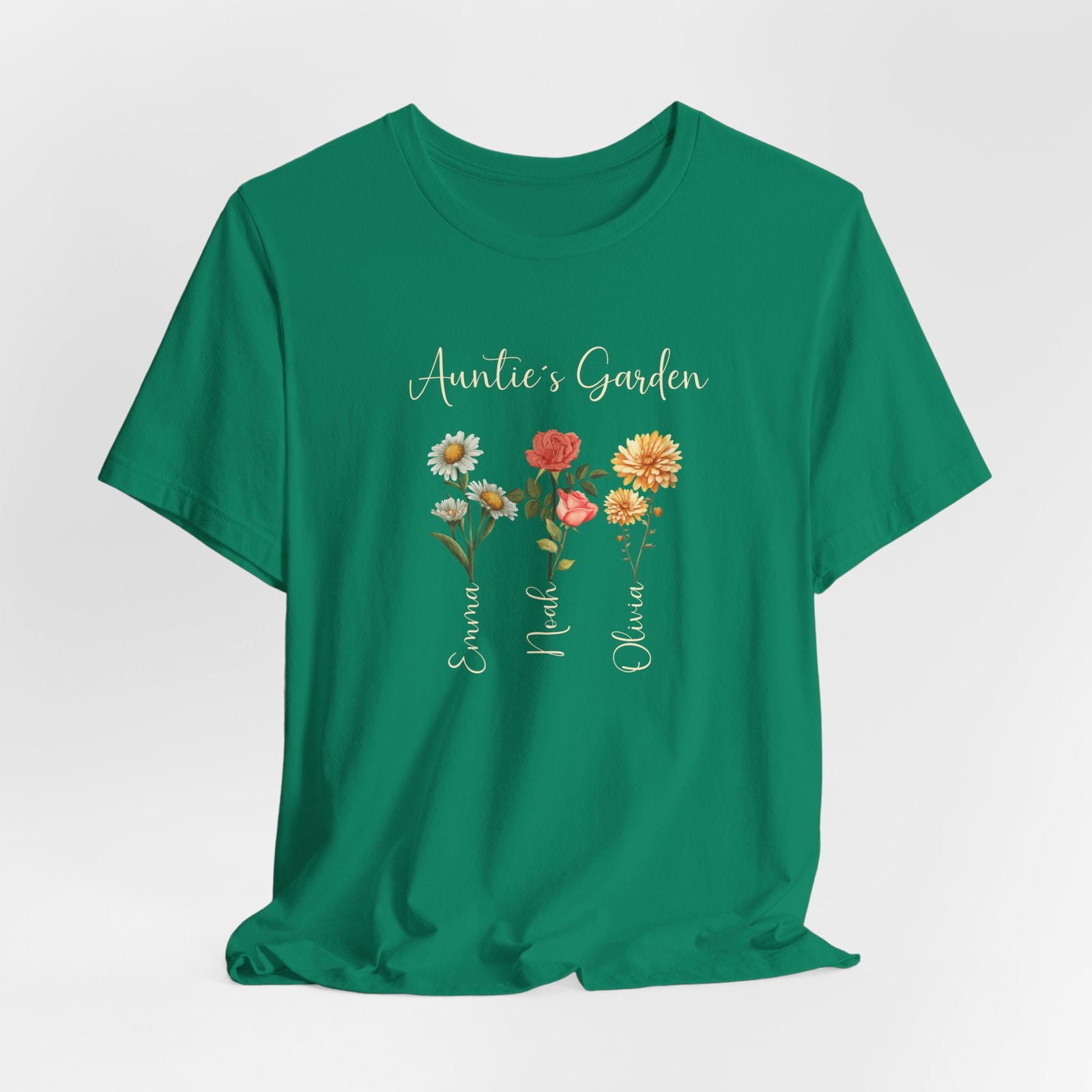 Custom Birthflower T-Shirt - Personalized Gift for Mom, Auntie & Grandma - Verdant Blossoms