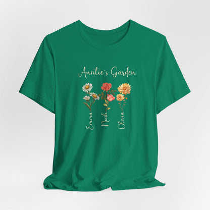 Custom Birthflower T-Shirt - Personalized Gift for Mom, Auntie & Grandma - Verdant Blossoms