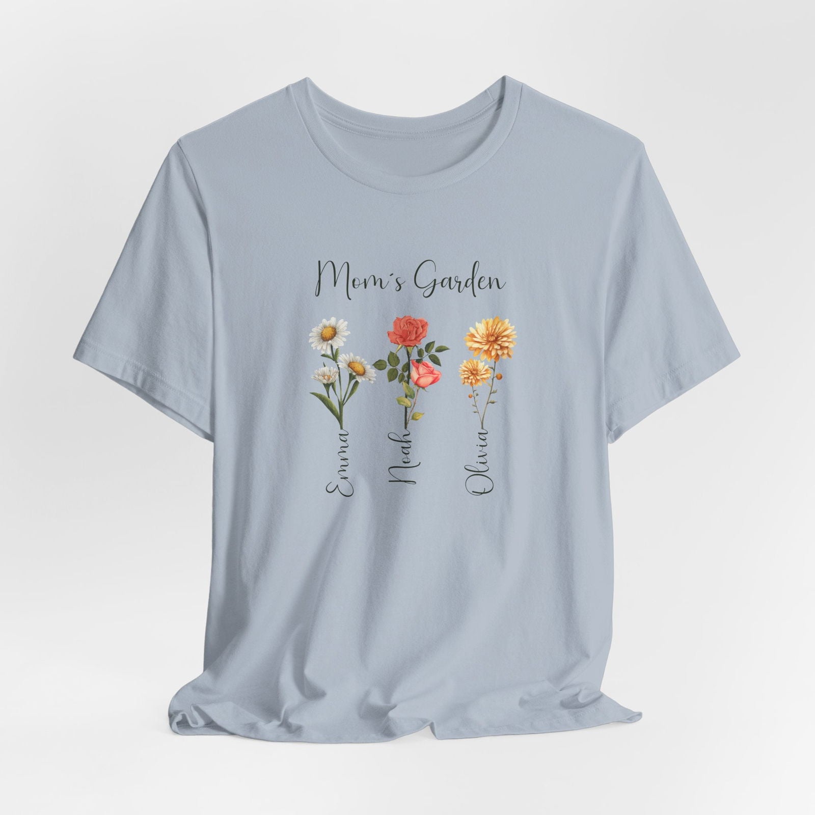Custom Birthflower T-Shirt - Personalized Gift for Mom, Auntie & Grandma - Verdant Blossoms