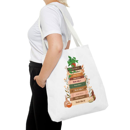 Custom Book Lovers Bag - Gift for Readers - Tote Bag with 10 Books and Flowers - Verdant Blossoms