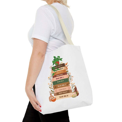 Custom Book Lovers Bag - Gift for Readers - Tote Bag with 10 Books and Flowers - Verdant Blossoms