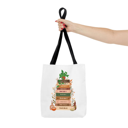 Custom Book Lovers Bag - Gift for Readers - Tote Bag with 10 Books and Flowers - Verdant Blossoms