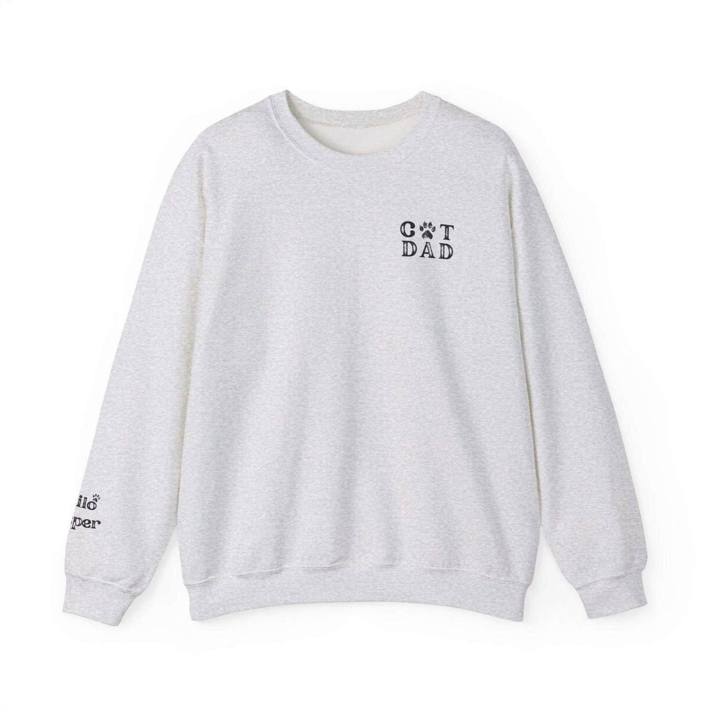 Custom Gift for Cat Dad Sweatshirt – Add Your Cats' Names on the Sleeve - Verdant Blossoms