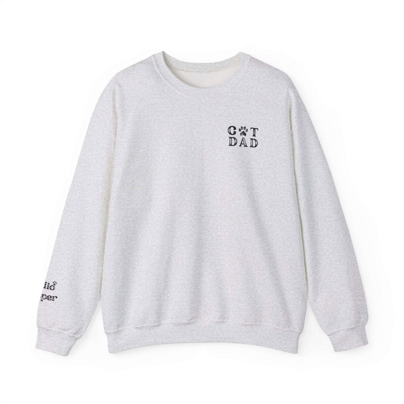 Custom Gift for Cat Dad Sweatshirt – Add Your Cats' Names on the Sleeve - Verdant Blossoms