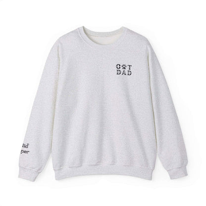 Custom Gift for Cat Dad Sweatshirt – Add Your Cats' Names on the Sleeve - Verdant Blossoms