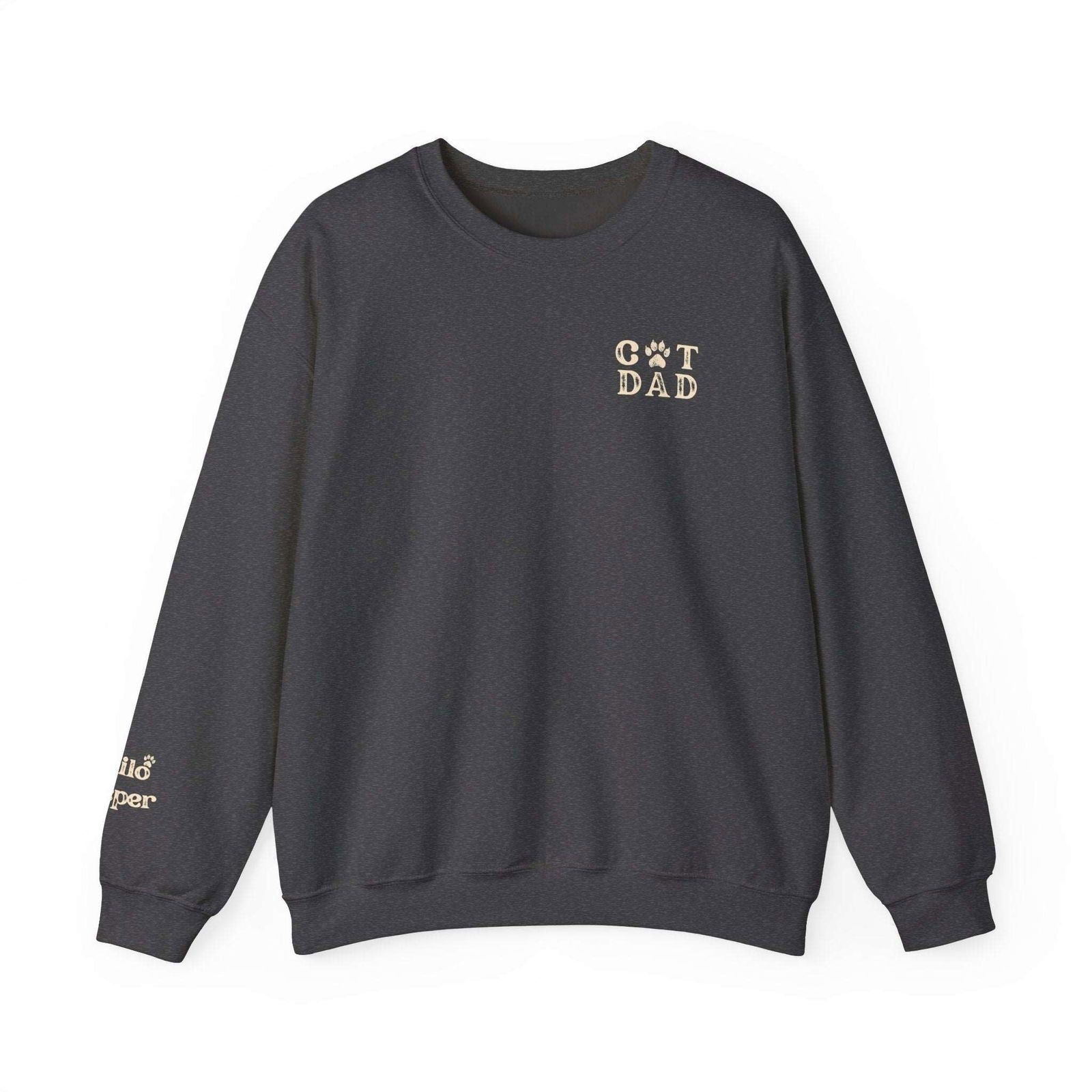 Custom Gift for Cat Dad Sweatshirt – Add Your Cats' Names on the Sleeve - Verdant Blossoms
