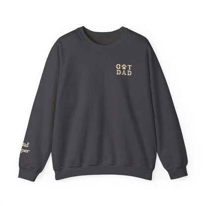 Custom Gift for Cat Dad Sweatshirt – Add Your Cats' Names on the Sleeve - Verdant Blossoms