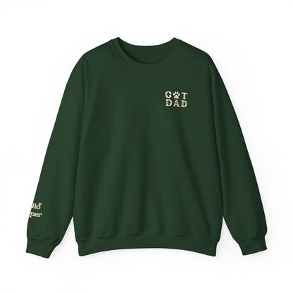 Custom Gift for Cat Dad Sweatshirt – Add Your Cats' Names on the Sleeve - Verdant Blossoms