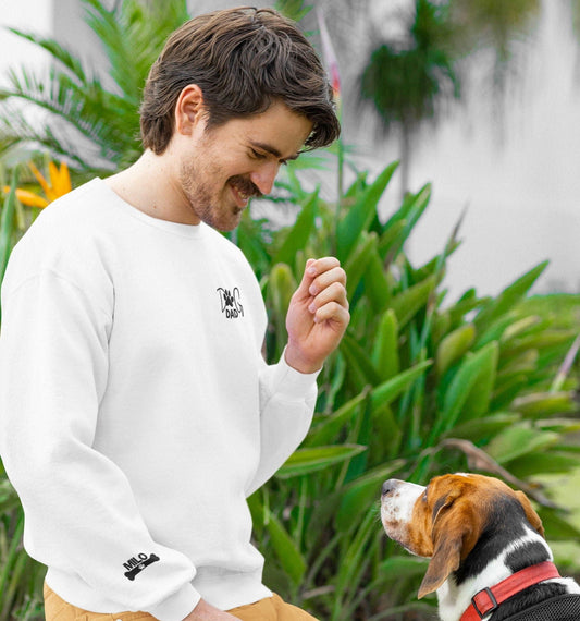 Custom Gift for Dog Dad Sweatshirt – Add Your Dog's Name on the Right Sleeve - Verdant Blossoms