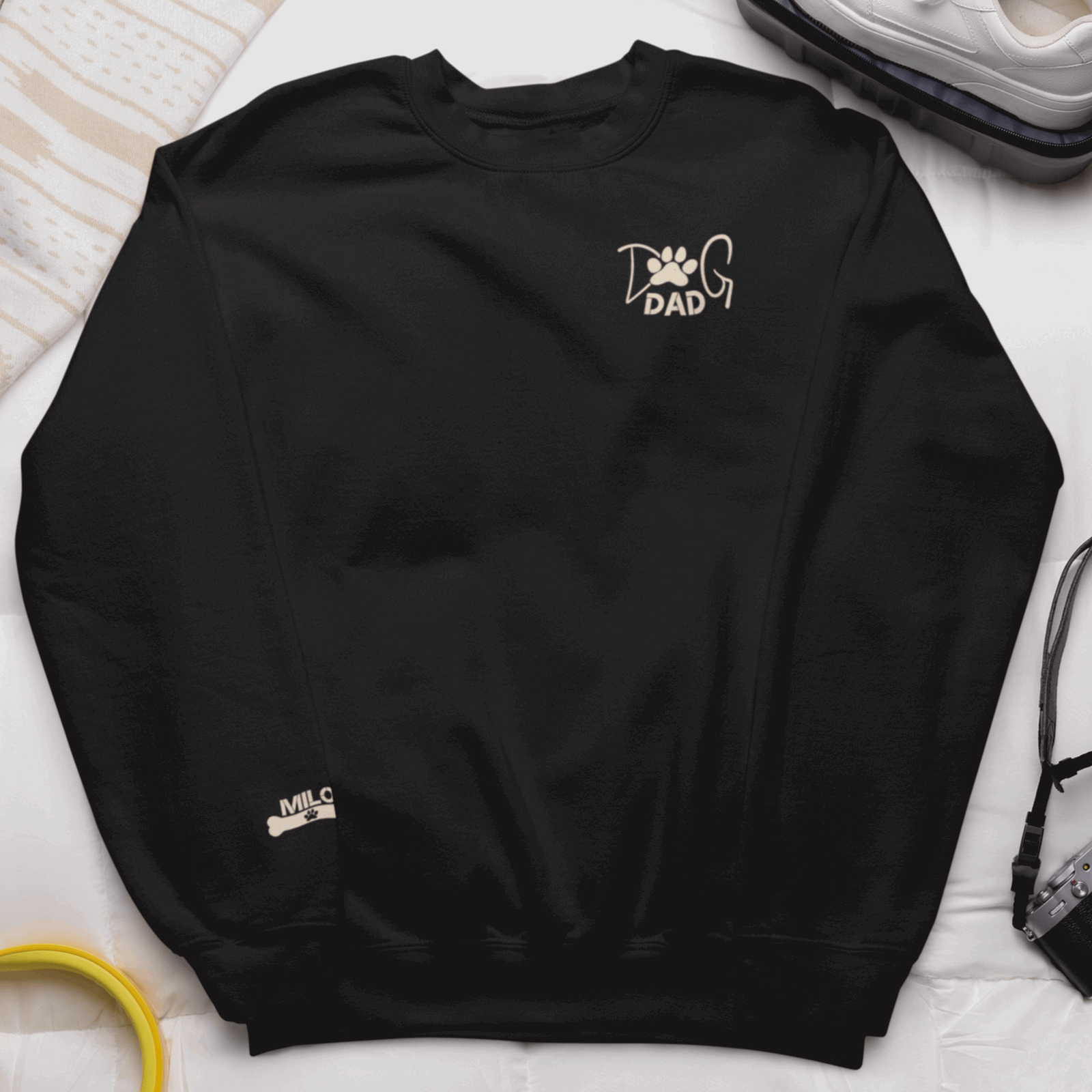Custom Gift for Dog Dad Sweatshirt – Add Your Dog's Name on the Right Sleeve - Verdant Blossoms