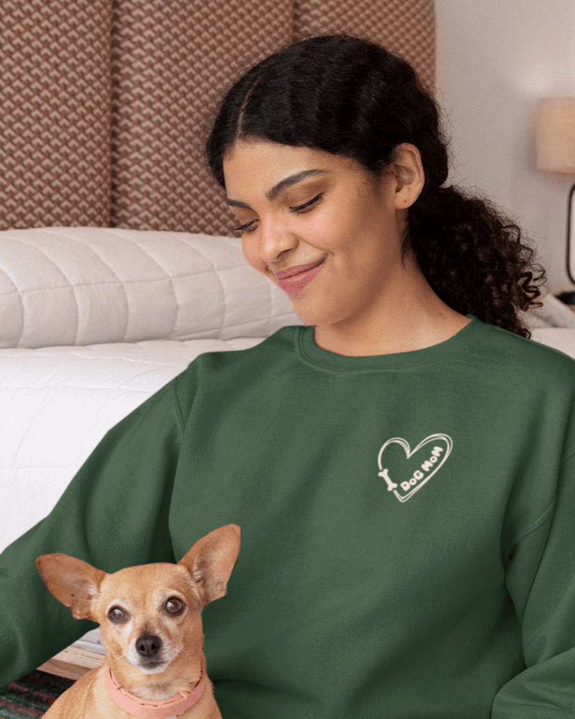 Custom Gift for Dog Mom Sweatshirt – Add Your Dog's Name on the Right Sleeve - Verdant Blossoms