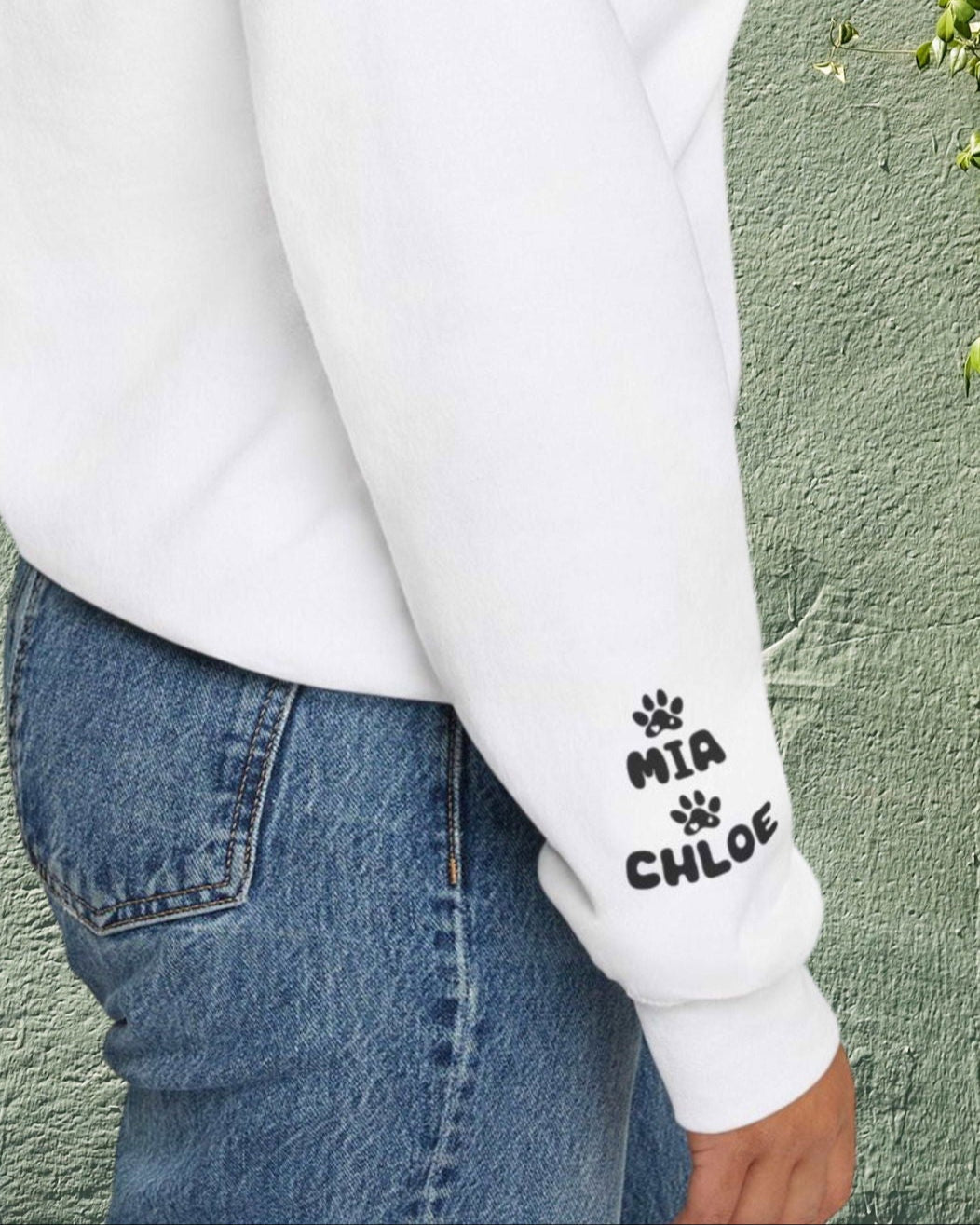 Custom Gift for Dog Mom Sweatshirt – Add Your Dog's Name on the Right Sleeve - Verdant Blossoms