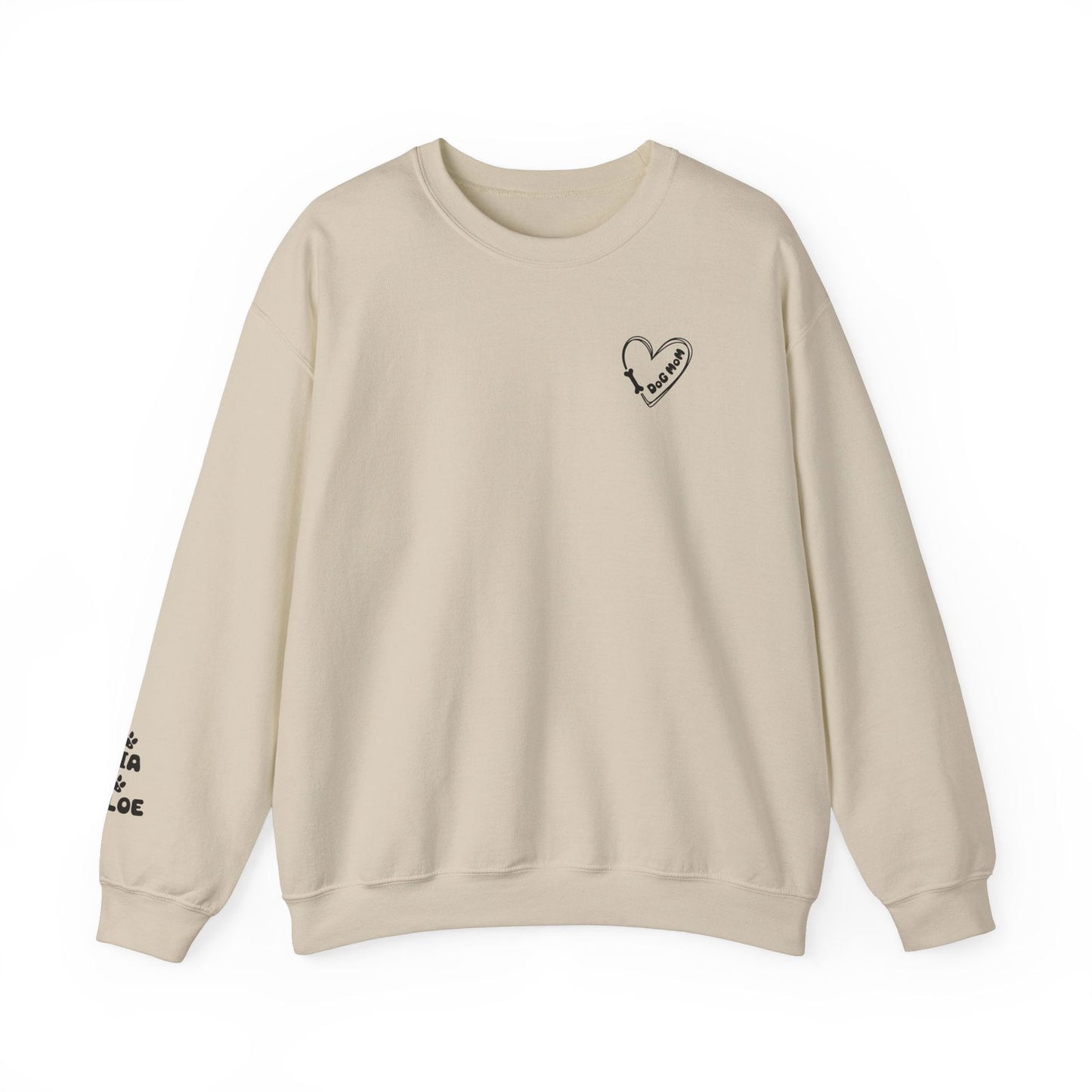 Custom Gift for Dog Mom Sweatshirt – Add Your Dog's Name on the Right Sleeve - Verdant Blossoms