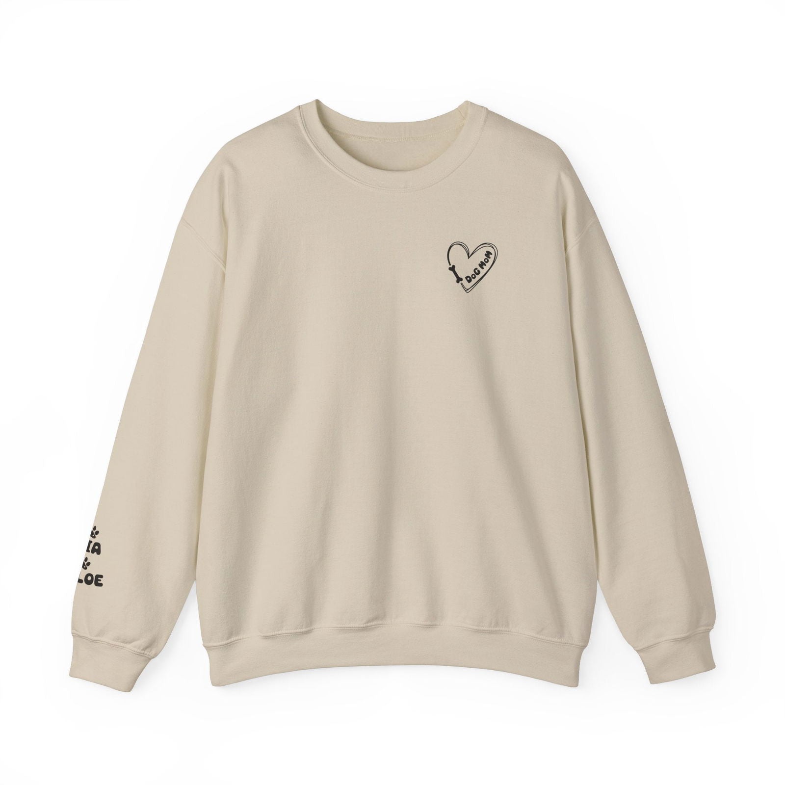 Custom Gift for Dog Mom Sweatshirt – Add Your Dog's Name on the Right Sleeve - Verdant Blossoms