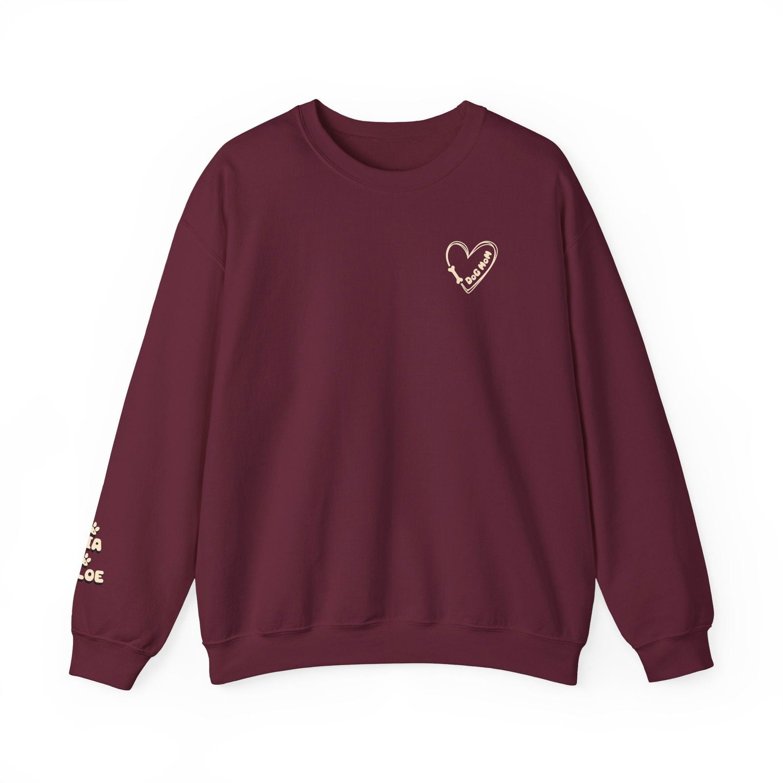 Custom Gift for Dog Mom Sweatshirt – Add Your Dog's Name on the Right Sleeve - Verdant Blossoms
