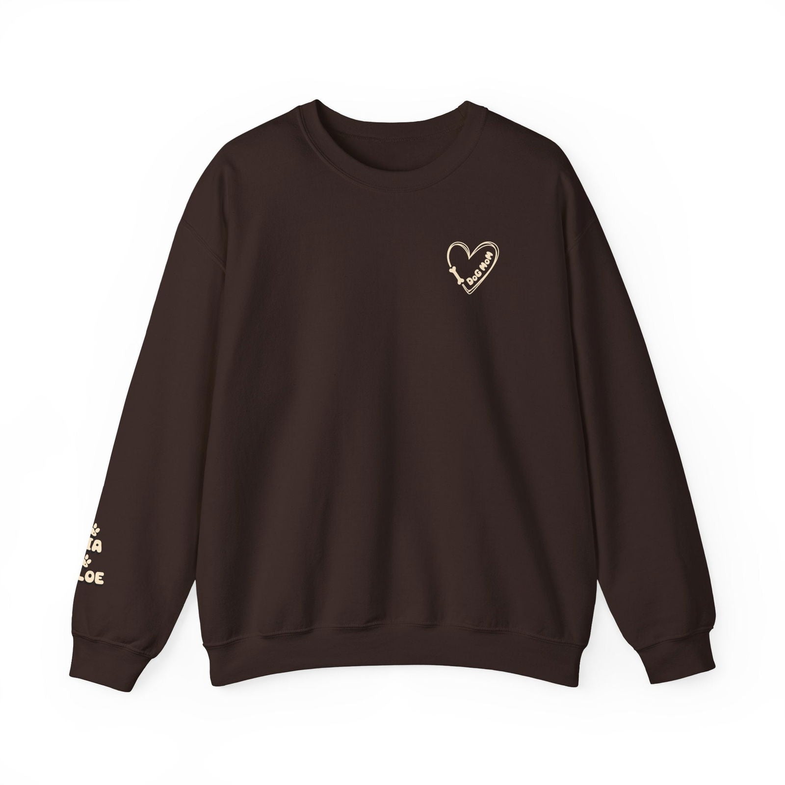 Custom Gift for Dog Mom Sweatshirt – Add Your Dog's Name on the Right Sleeve - Verdant Blossoms
