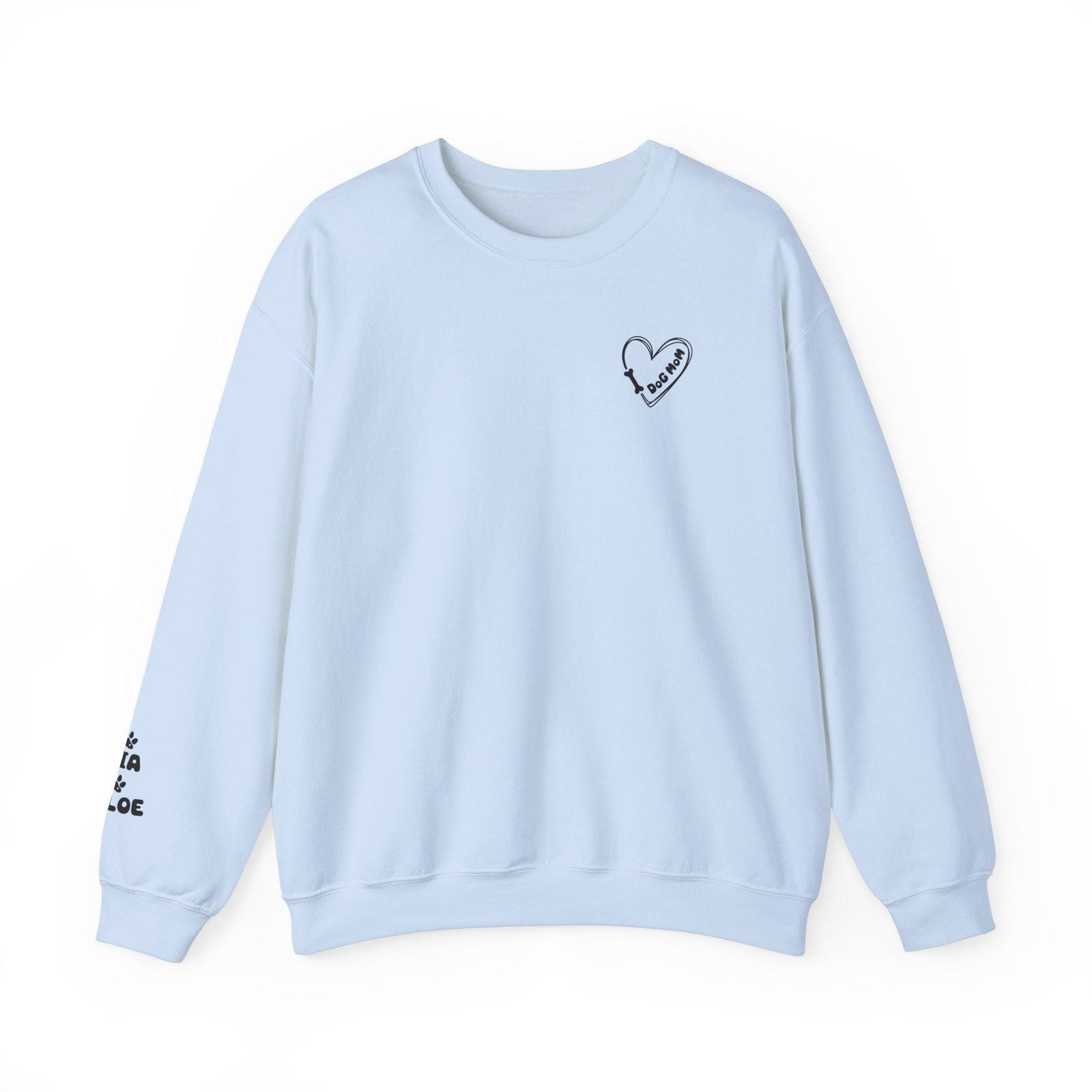 Custom Gift for Dog Mom Sweatshirt – Add Your Dog's Name on the Right Sleeve - Verdant Blossoms