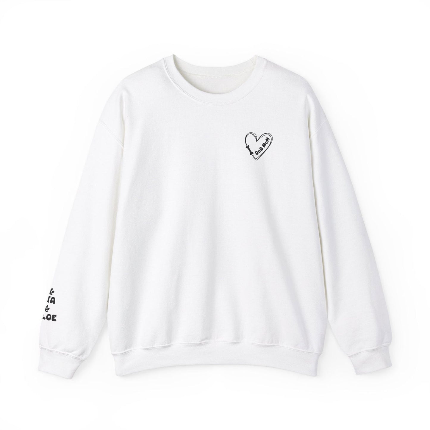 Custom Gift for Dog Mom Sweatshirt – Add Your Dog's Name on the Right Sleeve - Verdant Blossoms