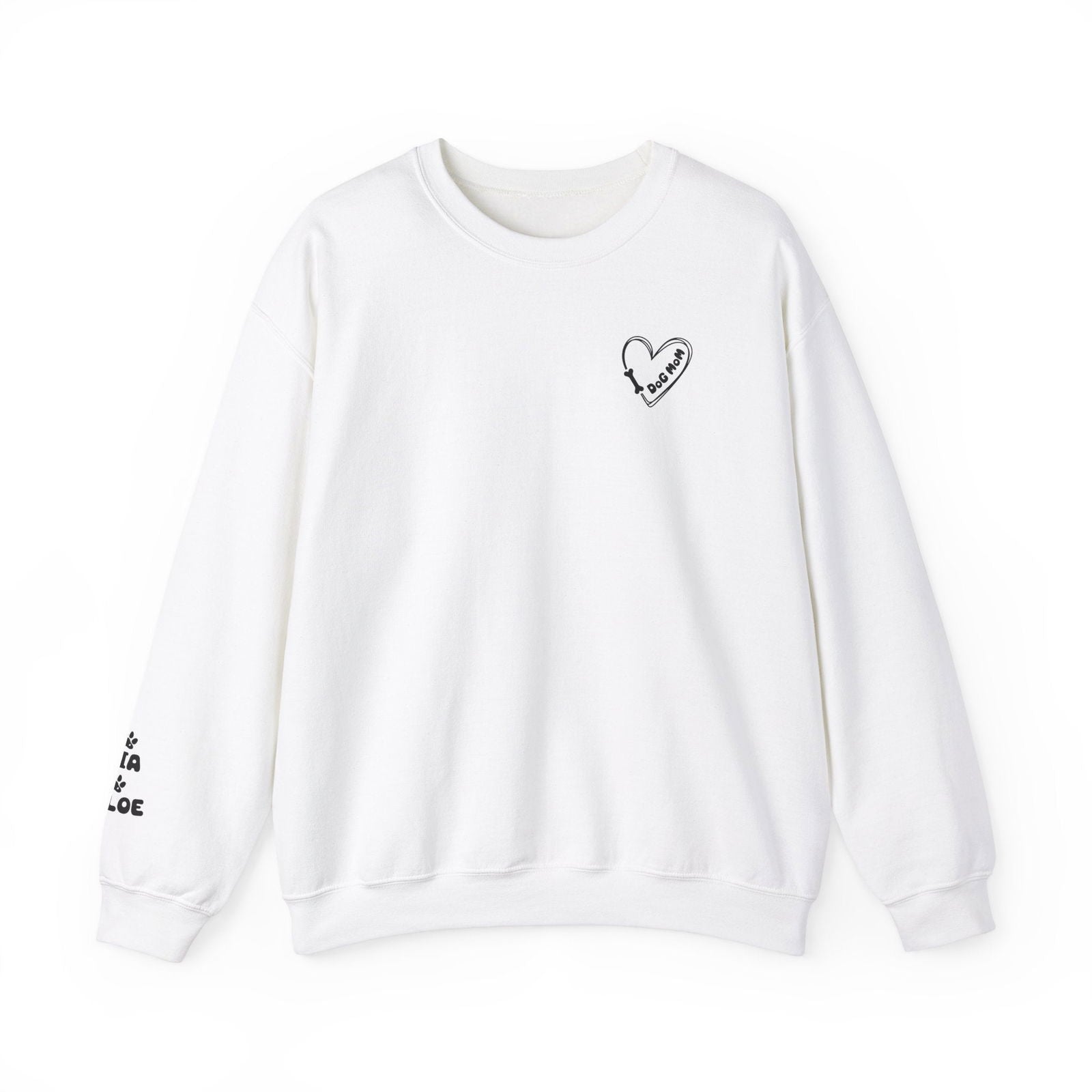 Custom Gift for Dog Mom Sweatshirt – Add Your Dog's Name on the Right Sleeve - Verdant Blossoms