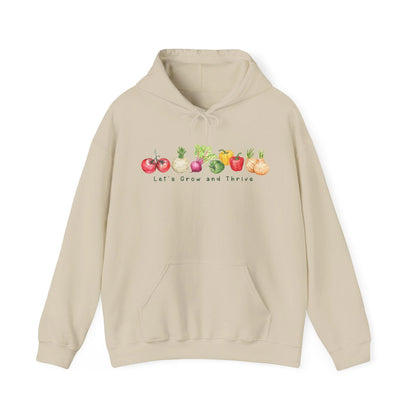 Let's Grow and Thrive - Gardening Vegetable Green Thumb Design - Hooded Sweatshirt - Verdant Blossoms