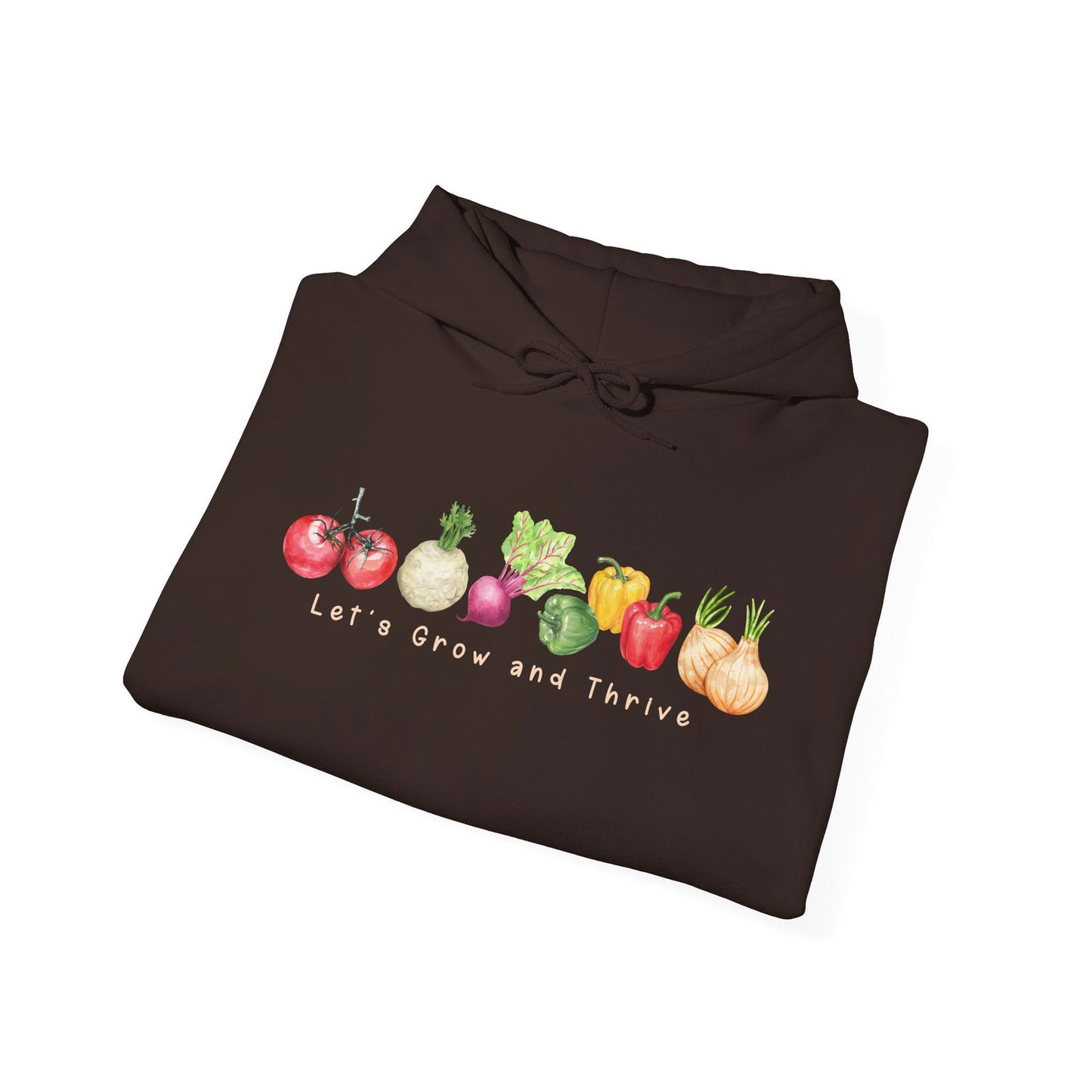 Let's Grow and Thrive - Gardening Vegetable Green Thumb Design - Hooded Sweatshirt - Verdant Blossoms
