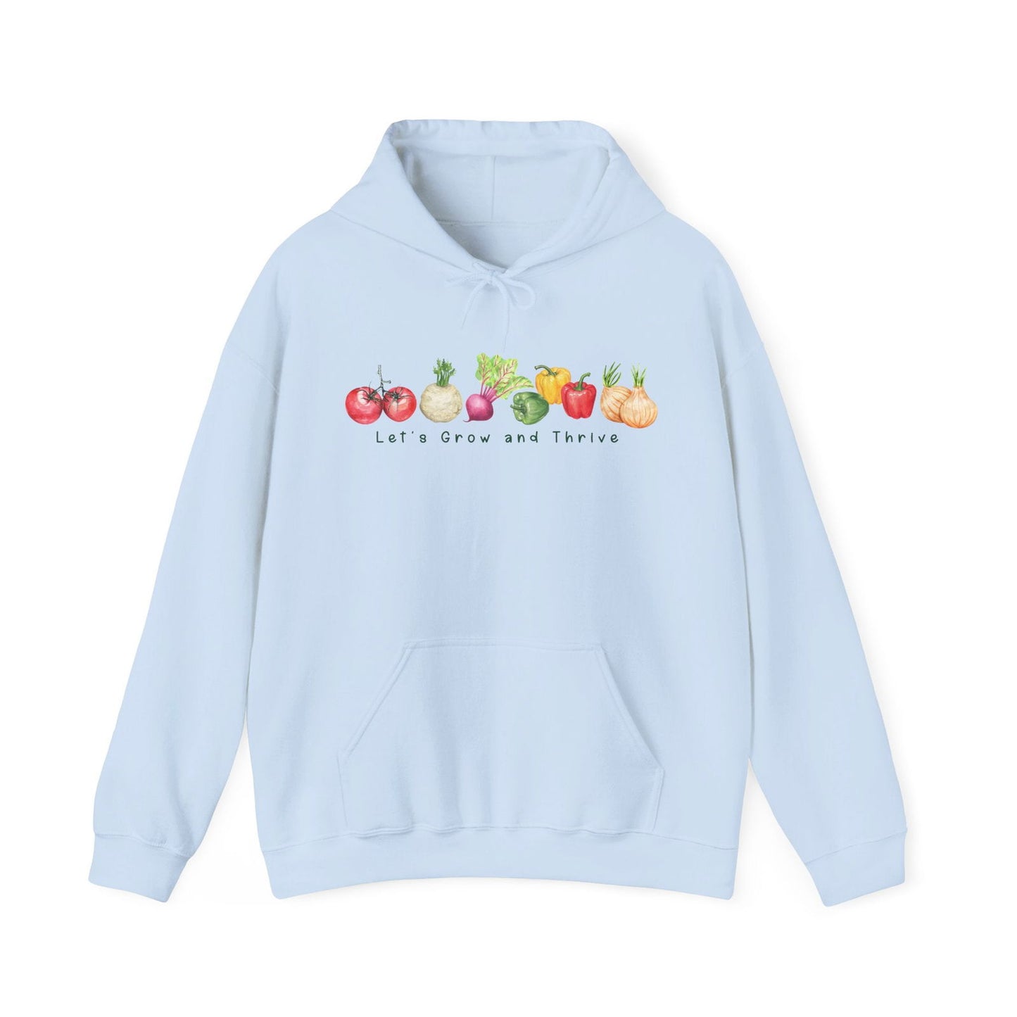 Let's Grow and Thrive - Gardening Vegetable Green Thumb Design - Hooded Sweatshirt - Verdant Blossoms