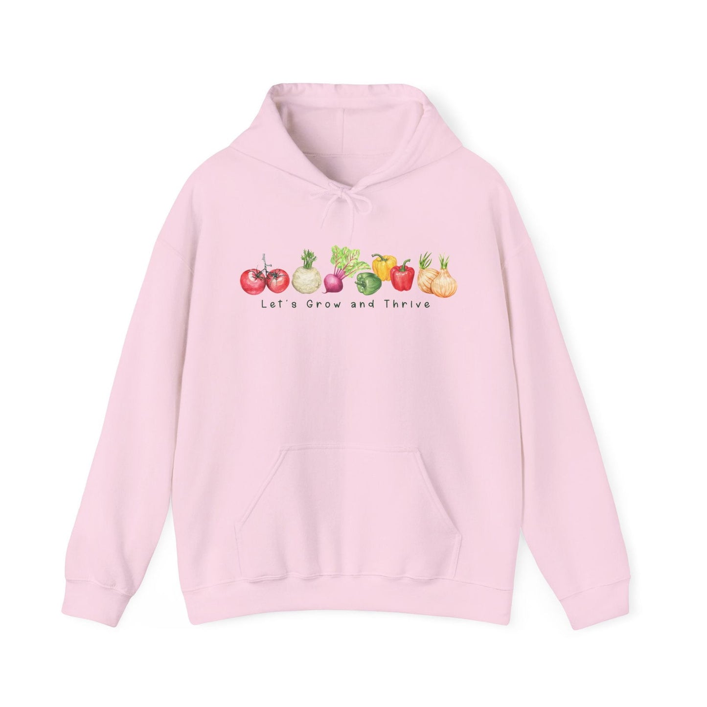 Let's Grow and Thrive - Gardening Vegetable Green Thumb Design - Hooded Sweatshirt - Verdant Blossoms