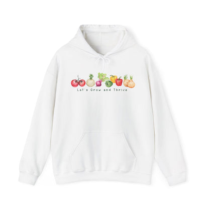 Let's Grow and Thrive - Gardening Vegetable Green Thumb Design - Hooded Sweatshirt - Verdant Blossoms