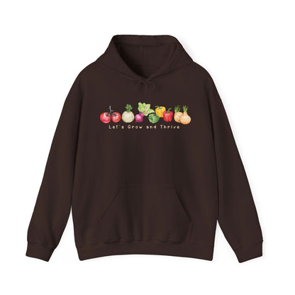Let's Grow and Thrive - Gardening Vegetable Green Thumb Design - Hooded Sweatshirt - Verdant Blossoms
