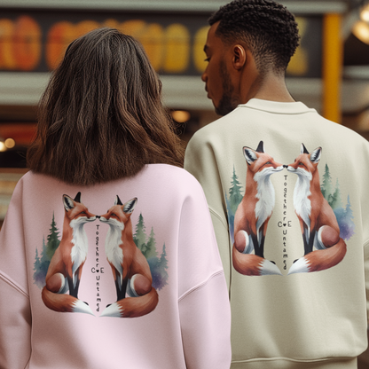 Celebrate your unique bond with this cozy sweatshirt, personalized with your initials and a heartfelt fox design.