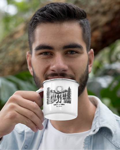 custon enamel mug, gift for couples, custom date and names